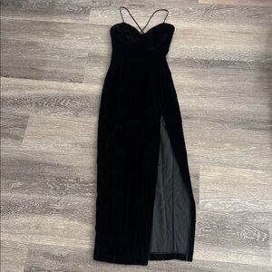 VTG Jessica Mcclintock Gunne Sax Midi Dress Slit Witchy Vamp 00/XXS Velvet *flaw